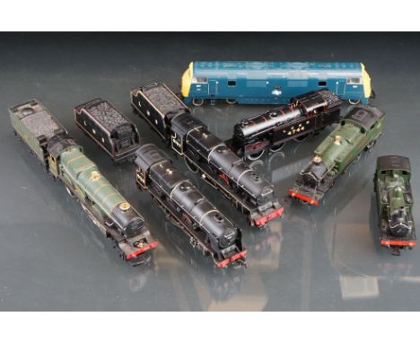 Seven OO gauge locomotives to include Lima King George V, Airfix Royal Scot Fusilier, Pailtoy Mainline Scots Guardsman, Mainl
