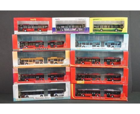 11 Boxed Creative Master Northcord 1:76 ltd edn diecast Mercedes-Benz Citaro model buses, to include 8 x articulated buses (U