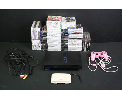 Retro Gaming - Two Games Consoles to include PlayStation 2 console with 1 x official pink controller, 27 x games (Brothers in