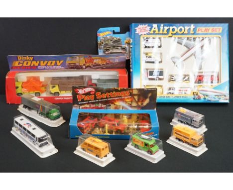10 Boxed diecast models and model sets to include Dinky Convoy Series 399, Mattel Hot Wheels Play Settings Firefighters Scene