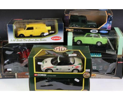 Seven boxed 1/18 / 1/24 diecast models to include 2 x Corgi MG MGF 1.8i VVC Roadster (both variants), Signature Series Ford 1