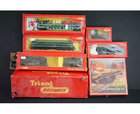 Collection of boxed Triang / Hornby OO gauge model railway to include 2 x locomotives (R357 AIA-AIA Diesel Electric Loco &amp