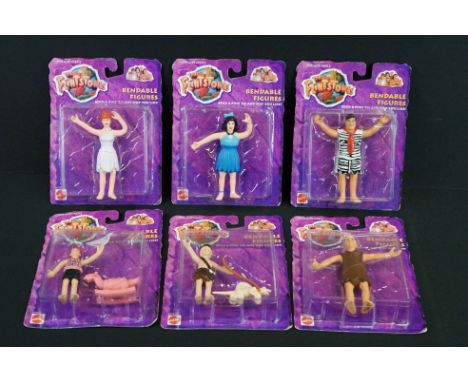 Six carded Mattel The Flintstones Bendable figures to include Fred, Wilma, Pebbles, Bamm-Bamm, Betty &amp; Barney, some crush