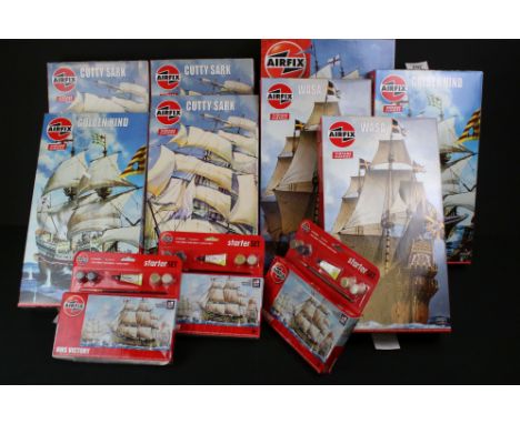 11 Boxed &amp; unbuilt Airfix plastic model ship kits to include 7 x Vintage Classics (2 x A09256V 1:144 WASA, 3 x A09253V 1: