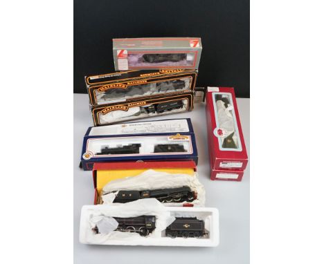 Eight OO gauge locomotives with un-associated boxes to include Horny Dublo 2-8-0 with tender, Lima 0-6-0 BR, Bachmann 2-6-0 9