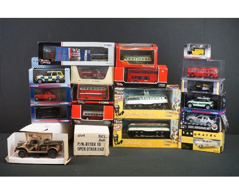 17 Boxed diecast models to include Franklin Mint 1957 Chevrolet Bel Air Hot Rod with certificate, 6 x Corgi Original Omnibus,
