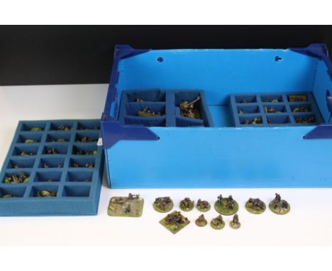 Collection of well painted 28mm scale metal &amp; plastic WWII military war gaming figures on stands 