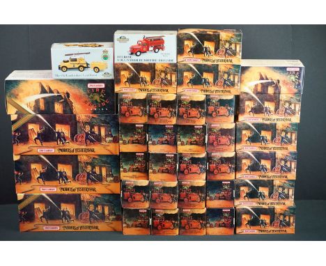 33 Boxed Matchbox Models of Yesteryear Fire Engine diecast models, featuring 4 x special editions (YSFE01, YSFE02, YSFE04-M, 