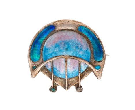 James Fenton, an Art Nouveau silver and polychrome enamel brooch, maker's mark for James Fenton, hallmarks for Birmingham 190