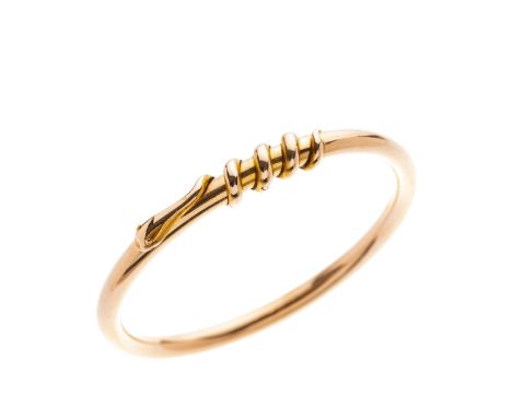 An early 20th century gold snake hollow bangle, inner diameter 5.6cm, 17.1gCondition- Overall good condition- Small surface s