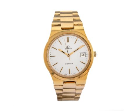 Omega, a gold plated Geneve bracelet watch, reference 136.0103, signed manual wind movement calibre 1030, serial 39101500, 36