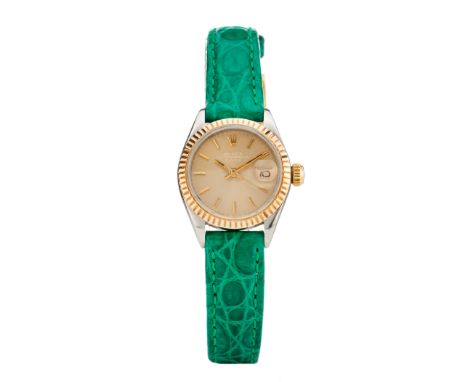 Rolex, an Oyster Perpetual Date bi-colour wrist watch, circa 1972, reference 6917, signed automatic movement calibre 2030, se