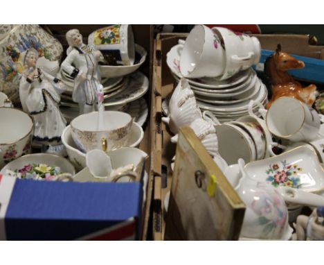 TWO TRAYS OF ASSORTED CHINA AND COLLECTABLES TO INCLUDE ROYAL WORCESTER, COALPORT, WEDGWOOD ETC