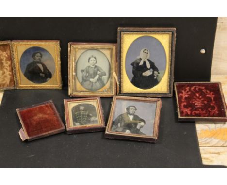 A TRAY OF FIVE AMBROTYPE STYLE FRAMED PICTURES