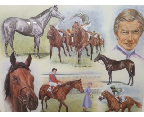 A SIGNED LIMITED EDITION LESTER PIGGOTT HORSE RACING PRINT 'OAK WINNERS' No. 771 / 850
