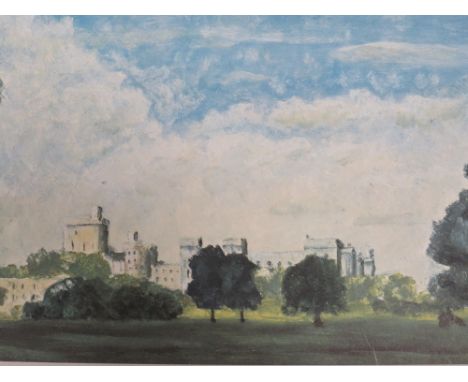 A PRINT OF WINDSOR CASTLE FROM THE ORIGINAL 1977 SILVER JUBILEE APPEAL PANTING BY THE DUKE OF EDINBURGH