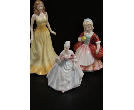 A ROYAL DOULTON OPAL OCTOBER FIGURINE TOGETHER WITH ROYAL DOULTON VALERIE AND DIANA (3)