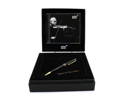 A Mont Blanc Limited Edition 'Yehudi Menuhin' ballpoint pen, with gilt metal violin neck clip, complete in fitted case and wi