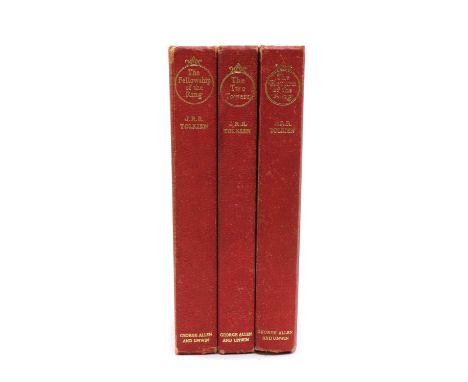 TOLKIEN, J R R: The Lord of the Rings. 3 vols. Unwin, 1966, 2nd. Edn. Original red cloth, rubbed and with stains. (3)