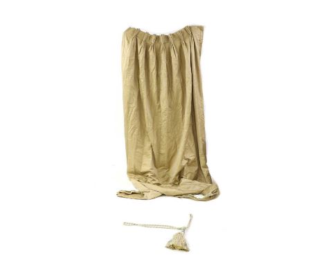 A collection of mustard silk curtains, made to fit a window measuring 180cm wide, 275cm highCondition report: Good condition 