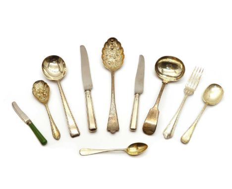 A quantity of silver canteen flatware by Harrison Brothers &amp; Howson Ltd, 1949, Sheffield and other miscellaneous plated w