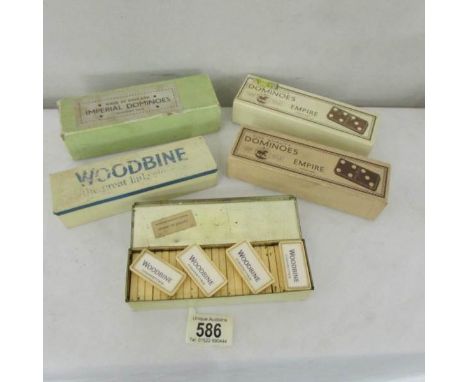 5 sets of vintage dominoes including 2 Woodbine.