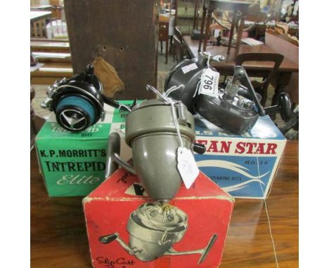3 boxed fishing reels being an Ocean Star, An Omnia and a K P Morrit's Intrepid.
