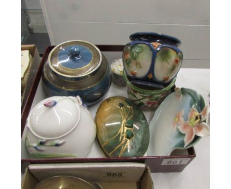 An interesting lot of lidded and other bowls including Carltonware lustre bowl.
