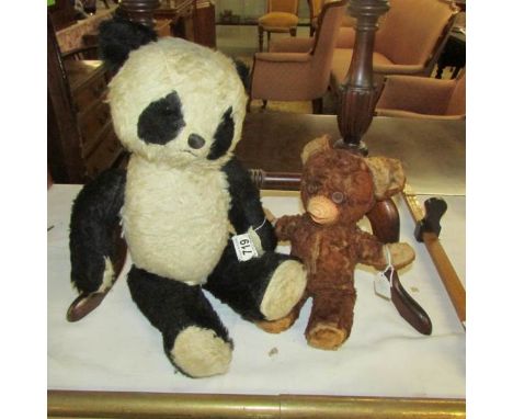A vintage panda and a vintage teddy bear.