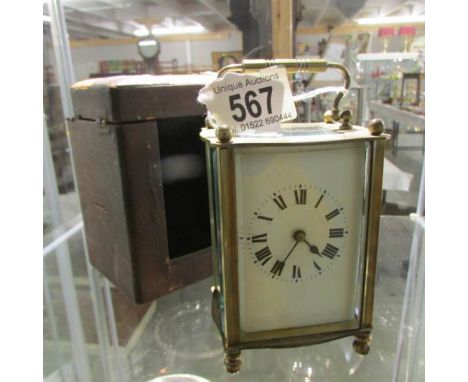 A cased brass carriage clock, (case a/f).
