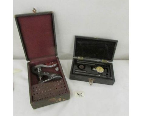 2 cased sets of 'watch makers' tools.