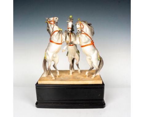 3179; naturalistic hand painted equestrian group figure of three gray horses. Royal Worcester backstamp. This item has a base