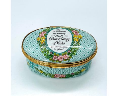 Commemorative. States on lid, To Celebrate the Birth of HRH Prince Henry of Wales, 15th September 1984. With floral and light