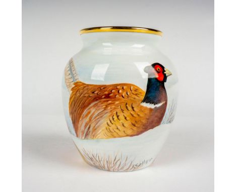 One of a kind, exquisite vessel featuring a winter scene with animals. Highly detailed interior with hares and a pheasant. El