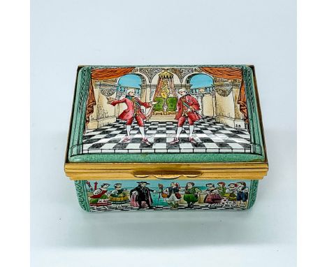 This lovey music box featuring various figures in 18th century dress plays the song, Take a Pair of Sparkling Eyes from The O