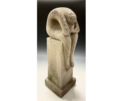 Modern British school, A Figural Sculpture ‘The Thinker’, carved limestone, 59.5cm high.