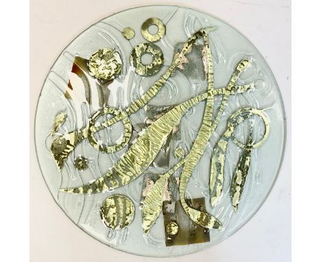 Joy Greenhalgh, a Greenhalgh Studio glass decorative wall disc, from the ‘Translucence’ series - Platinum, Palladium, Silver,