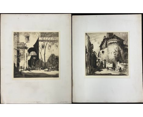 Sidney Tushingham (1884-1968), A pair, Arch Santa Teresa, Palermo, and Church of St. John and St. Paul, Rome, each signed in 