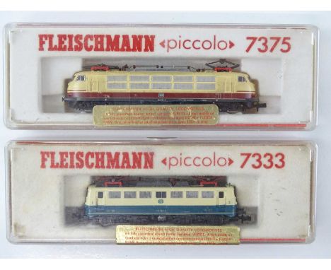 A pair of FLEISCHMANN N Gauge German Outline electric locomotives comprising 7333 and 7375 - G/VG in G boxes (2)