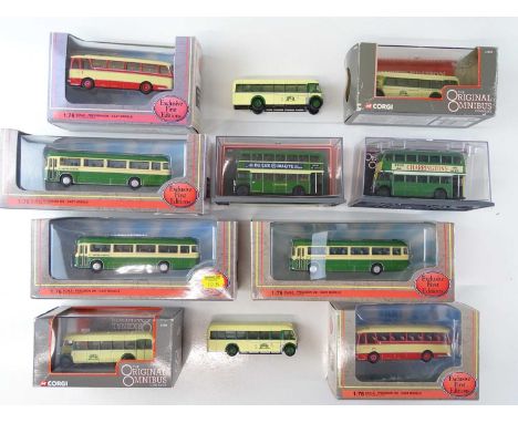 A group of 1:76 scale EFE and CORGI OOC buses - mostly United Counties and Birch Bros. examples - VG in G boxes (where boxed)