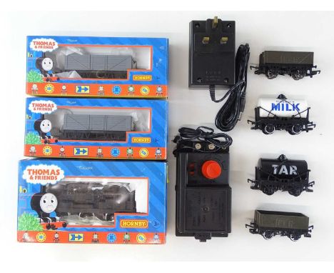 A group of HORNBY "Thomas the Tank Engine" series items to include Devious Diesel, several wagons and a controller - G/VG in 