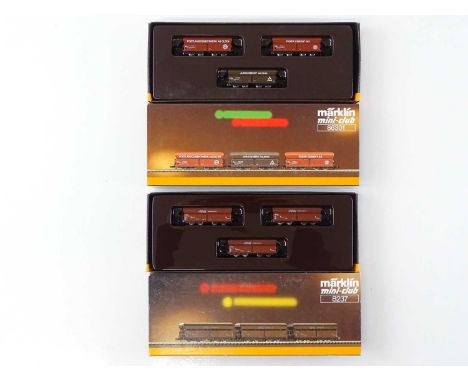 A pair of MARKLIN Z Gauge German Outline bulk hopper wagon packs comprising: 8237 and 86301 - VG in G boxes (2)