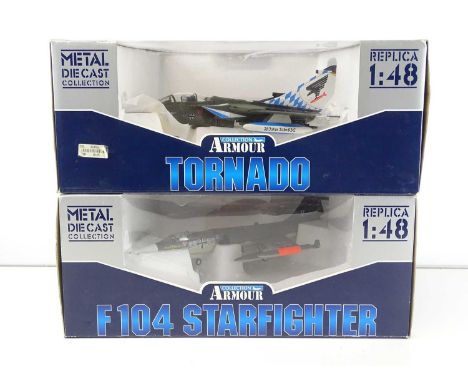 A pair of ARMOUR COLLECTION military jet fighters in 1:48 scale - comprising a Tornado and an F104 Starfighter - VG in G boxe