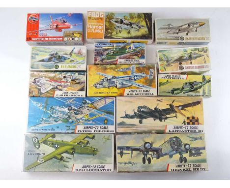 A large group of 1:72 scale unbuilt plastic military aircraft kits by AIRFIX and FROG - VG in G boxes (13)