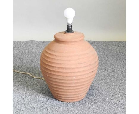 A terracotta table lamp, 41cm high