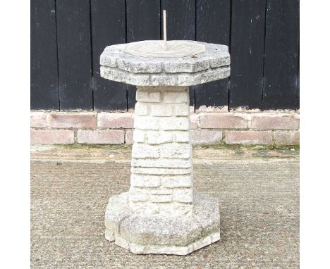 A cast stone sundial, 77cm high