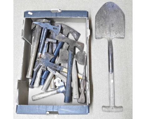A collection of vintage hand tools, to include axes