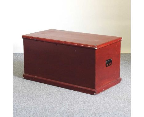 A Victorian painted pine trunk, with a hinged lid94w x 50d x 49h cm