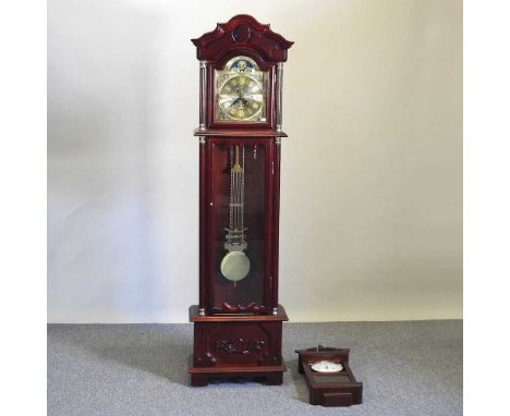 A modern longcase clock, 181cm high, together with a quartz wall clock (2)