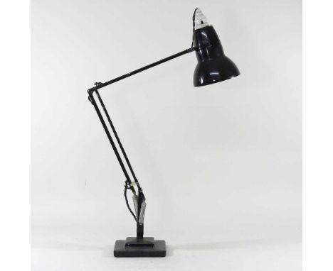 A vintage black painted patent anglepoise adjustable table lamp, by Herbert Terry &amp; sons, 54cm high